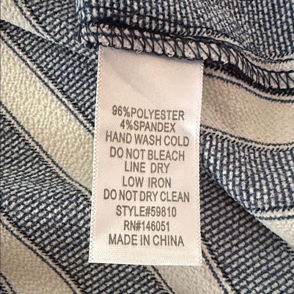 Monteau Navy Blue and White Striped Belted Button Up Dress - Picture 9 of 9